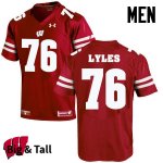 Men's Wisconsin Badgers NCAA #76 Kayden Lyles Red Authentic Under Armour Big & Tall Stitched College Football Jersey DR31P28WQ